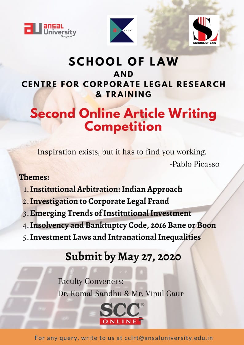 2nd online Article writing competition Sushant University